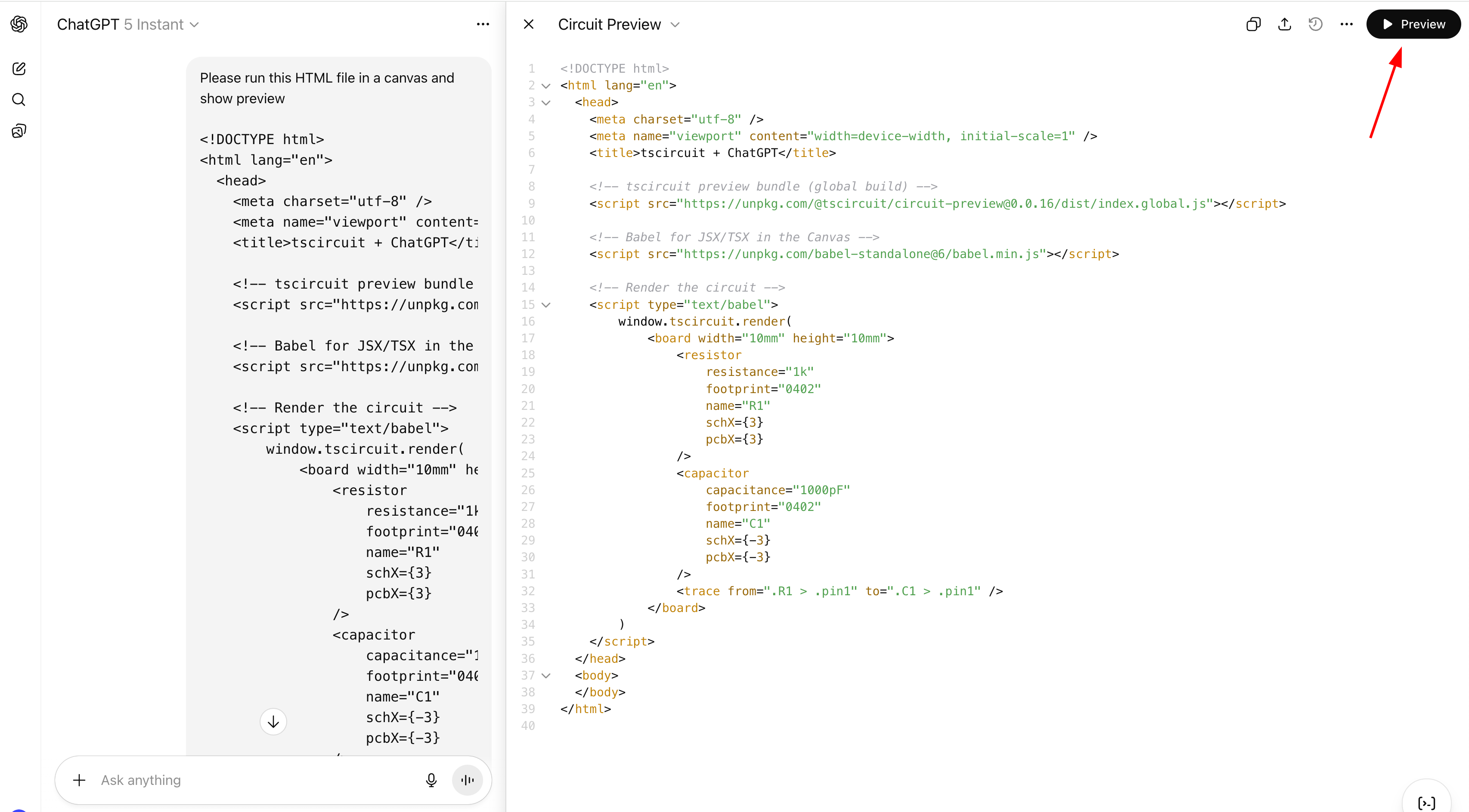 Click the Preview button